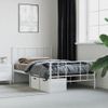 Cama Individual | Cama Para Adultos | Estructura Cama Metal Con Cabecero Y Pie Cama Blanca 107x203 Cm Cfw911045