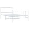 Cama Individual | Cama Para Adultos | Estructura Cama Metal Con Cabecero Y Pie Cama Blanca 107x203 Cm Cfw911045