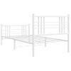 Cama Para Adulto | Cama Individual | Estructura Cama Metal Con Cabecero Y Pie Cama Blanca 107x203 Cm Cfw541355