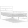 Cama Individual | Cama Para Adultos | Estructura Cama Metal Con Cabecero Y Pie Cama Blanca 107x203 Cm Cfw168782