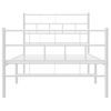 Cama Individual | Cama Para Adultos | Estructura Cama Metal Con Cabecero Y Pie Cama Blanca 107x203 Cm Cfw168782