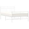 Cama Individual | Cama Para Adultos | Estructura Cama Metal Con Cabecero Y Pie Cama Blanca 107x203 Cm Cfw371283