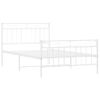 Cama Individual | Cama Para Adultos | Estructura Cama Metal Con Cabecero Y Pie Cama Blanca 107x203 Cm Cfw371283