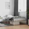 Cama Individual | Cama Para Adultos | Estructura Cama Metal Con Cabecero Y Pie Cama Blanca 107x203 Cm Cfw960714