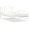 Cama Individual | Cama Para Adultos | Estructura Cama Metal Con Cabecero Y Pie Cama Blanca 107x203 Cm Cfw960714