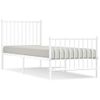 Cama Individual | Cama Para Adultos | Estructura Cama Metal Con Cabecero Y Pie Cama Blanca 75x190 Cm Cfw477681