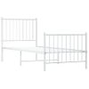 Cama Individual | Cama Para Adultos | Estructura Cama Metal Con Cabecero Y Pie Cama Blanca 75x190 Cm Cfw477681