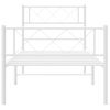 Cama Individual | Cama Para Adultos | Estructura Cama Metal Con Cabecero Y Pie Cama Blanca 75x190 Cm Cfw629400