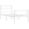 Cama Individual | Cama Para Adultos | Estructura Cama Metal Con Cabecero Y Pie Cama Blanca 75x190 Cm Cfw629400