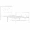 Cama Para Adulto | Cama Individual | Estructura Cama Metal Con Cabecero Y Pie Cama Blanca 75x190 Cm Cfw812218