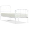 Cama Individual | Cama Para Adultos | Estructura Cama Metal Con Cabecero Y Pie Cama Blanca 75x190 Cm Cfw732964