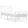 Cama Para Adulto | Cama Individual | Estructura Cama Metal Con Cabecero Y Pie Cama Blanca 75x190 Cm Cfw456290