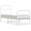 Cama Individual | Cama Para Adultos | Estructura Cama Metal Con Cabecero Y Pie Cama Blanca 75x190 Cm Cfw573365