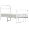 Cama Individual | Cama Para Adultos | Estructura Cama Metal Con Cabecero Y Pie Cama Blanca 75x190 Cm Cfw573365