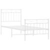 Cama Individual | Cama Para Adultos | Estructura Cama Metal Con Cabecero Y Pie Cama Blanca 75x190 Cm Cfw433829