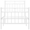 Cama Individual | Cama Para Adultos | Estructura Cama Metal Con Cabecero Y Pie Cama Blanca 75x190 Cm Cfw433829