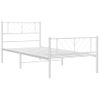 Cama Individual | Cama Para Adultos | Estructura Cama Metal Con Cabecero Y Pie Cama Blanca 75x190 Cm Cfw649774