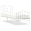 Cama Individual | Cama Para Adultos | Estructura Cama Metal Con Cabecero Y Pie Cama Blanca 75x190 Cm Cfw263292