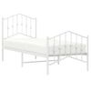 Cama Individual | Cama Para Adultos | Estructura Cama Metal Con Cabecero Y Pie Cama Blanca 75x190 Cm Cfw263292