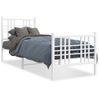 Cama Para Adulto | Cama Individual | Estructura Cama Metal Con Cabecero Y Pie Cama Blanca 75x190 Cm Cfw831706