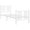 Cama Para Adulto | Cama Individual | Estructura Cama Metal Con Cabecero Y Pie Cama Blanca 75x190 Cm Cfw831706