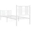 Cama Para Adulto | Cama Individual | Estructura Cama Metal Con Cabecero Y Pie Cama Blanca 75x190 Cm Cfw831706