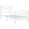 Cama Individual | Cama Para Adultos | Estructura Cama Metal Con Cabecero Y Pie Cama Blanca 80x200 Cm Cfw750867