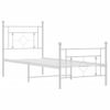 Cama Individual | Cama Para Adultos | Estructura Cama Metal Con Cabecero Y Pie Cama Blanca 80x200 Cm Cfw978528