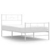 Cama Individual | Cama Para Adultos | Estructura Cama Metal Con Cabecero Y Pie Cama Blanca 80x200 Cm Cfw609574