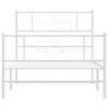 Cama Individual | Cama Para Adultos | Estructura Cama Metal Con Cabecero Y Pie Cama Blanca 80x200 Cm Cfw609574