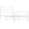 Cama Individual | Cama Para Adultos | Estructura Cama Metal Con Cabecero Y Pie Cama Blanca 80x200 Cm Cfw609574