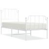 Cama Individual | Cama Para Adultos | Estructura Cama Metal Con Cabecero Y Pie Cama Blanca 80x200 Cm Cfw775953