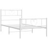 Cama Individual | Cama Para Adultos | Estructura Cama Metal Con Cabecero Y Pie Cama Blanca 80x200 Cm Cfw731721