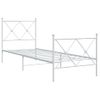 Cama Individual | Cama Para Adultos | Estructura Cama Metal Con Cabecero Y Pie Cama Blanca 80x200 Cm Cfw38024