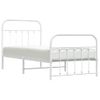 Cama Individual | Cama Para Adultos | Estructura Cama Metal Con Cabecero Y Pie Cama Blanca 80x200 Cm Cfw345268