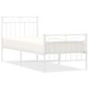 Cama Individual | Cama Para Adultos | Estructura Cama Metal Con Cabecero Y Pie Cama Blanca 80x200 Cm Cfw878378