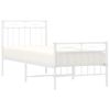 Cama Individual | Cama Para Adultos | Estructura Cama Metal Con Cabecero Y Pie Cama Blanca 80x200 Cm Cfw878378