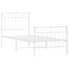 Cama Individual | Cama Para Adultos | Estructura Cama Metal Con Cabecero Y Pie Cama Blanca 80x200 Cm Cfw878378