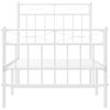 Cama Individual | Cama Para Adultos | Estructura Cama Metal Con Cabecero Y Pie Cama Blanca 80x200 Cm Cfw878378