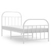 Cama Individual | Cama Para Adultos | Estructura Cama Metal Con Cabecero Y Pie Cama Blanca 90x190 Cm Cfw566896