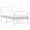 Cama Individual | Cama Para Adultos | Estructura Cama Metal Con Cabecero Y Pie Cama Blanca 90x190 Cm Cfw566896