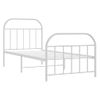 Cama Individual | Cama Para Adultos | Estructura Cama Metal Con Cabecero Y Pie Cama Blanca 90x190 Cm Cfw566896