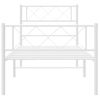 Cama Individual | Cama Para Adultos | Estructura Cama Metal Con Cabecero Y Pie Cama Blanca 90x190 Cm Cfw960206