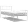 Cama Individual | Cama Para Adultos | Estructura Cama Metal Con Cabecero Y Pie Cama Blanca 90x190 Cm Cfw123751