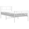 Cama Individual | Cama Para Adultos | Estructura Cama Metal Con Cabecero Y Pie Cama Blanca 90x190 Cm Cfw123751