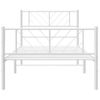 Cama Individual | Cama Para Adultos | Estructura Cama Metal Con Cabecero Y Pie Cama Blanca 90x190 Cm Cfw123751