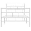 Cama Individual | Cama Para Adultos | Estructura Cama Metal Con Cabecero Y Pie Cama Blanca 90x190 Cm Cfw988100