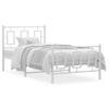 Cama Para Adulto | Cama Individual | Estructura Cama Metal Con Cabecero Y Pie Cama Blanca 90x190 Cm Cfw848824