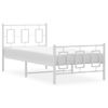 Cama Para Adulto | Cama Individual | Estructura Cama Metal Con Cabecero Y Pie Cama Blanca 90x190 Cm Cfw848824