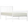 Cama Individual | Cama Para Adultos | Estructura Cama Metal Con Cabecero Y Pie Cama Blanca 90x190 Cm Cfw299664